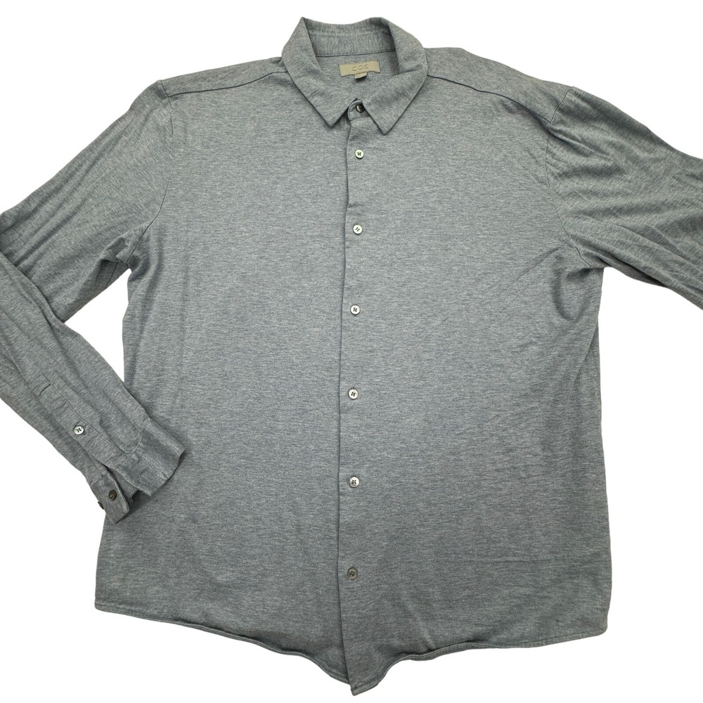 COS Button Shirt Mens Large Blue Long Sleeve Cotton Flannel Button Up